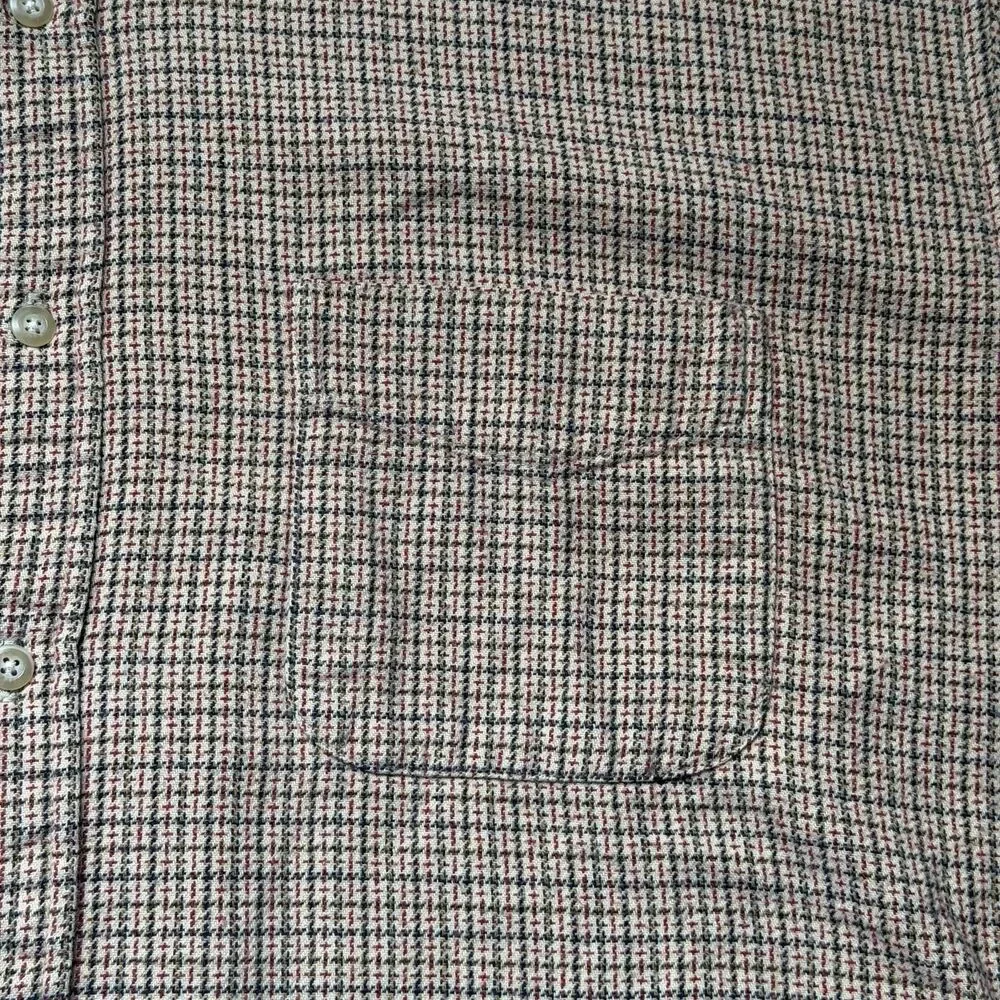 J.Crew Men’s XL Button Down Shirt Beige Houndstooth Check Flannel Long Sleeve